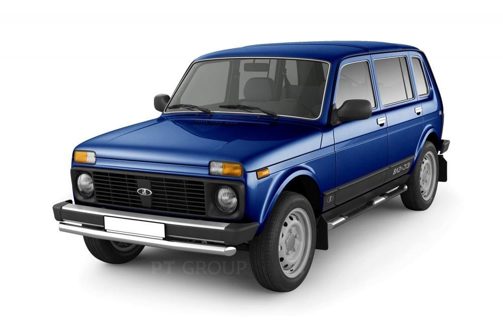 Защита порогов с накладками Ø63мм (НПС) LADA "4х4 2131" 1995-  от производителя ПТ ГРУПП