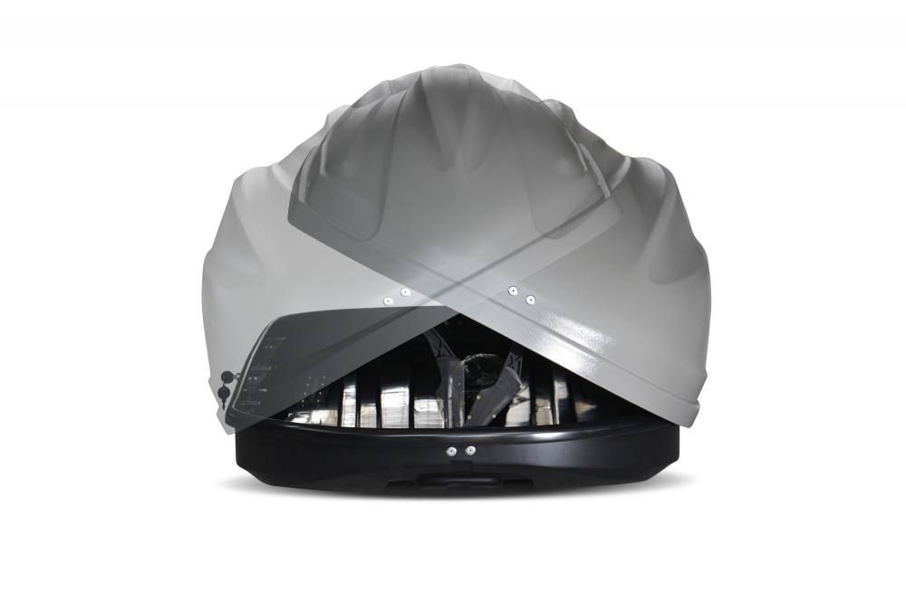 Автобокс на крышу Серый Turino Compact (360 л) Аэродинамический с двусторонним открыванием